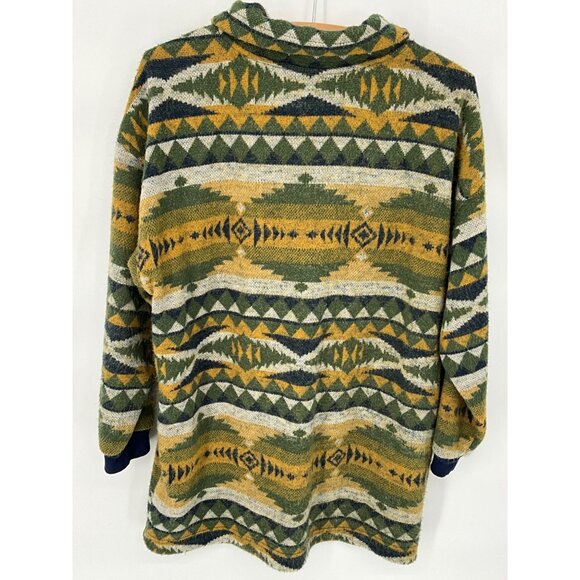 OSC Sport Medium Geometric Patterned Pullover Soft Sweater Jacket With Zipper & - Picture 3 of 5
